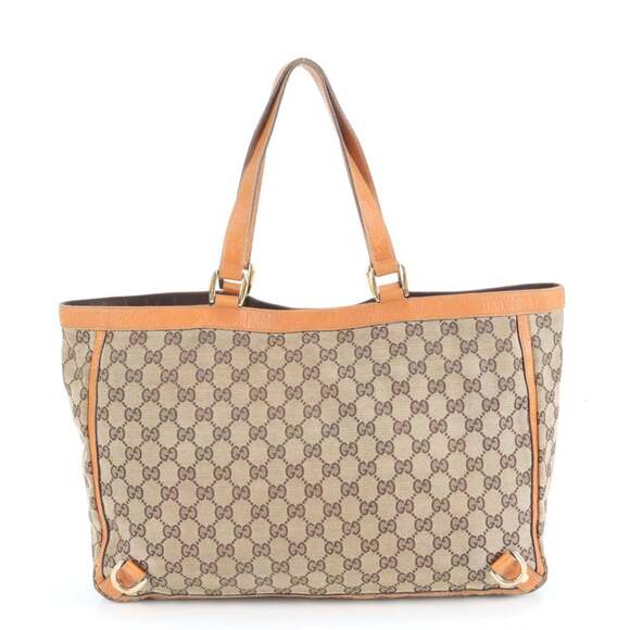 Gucci GG Canvas Abby 141472 Leather Tote Bag Shoulder Brown Women's - Picture 3 of 9